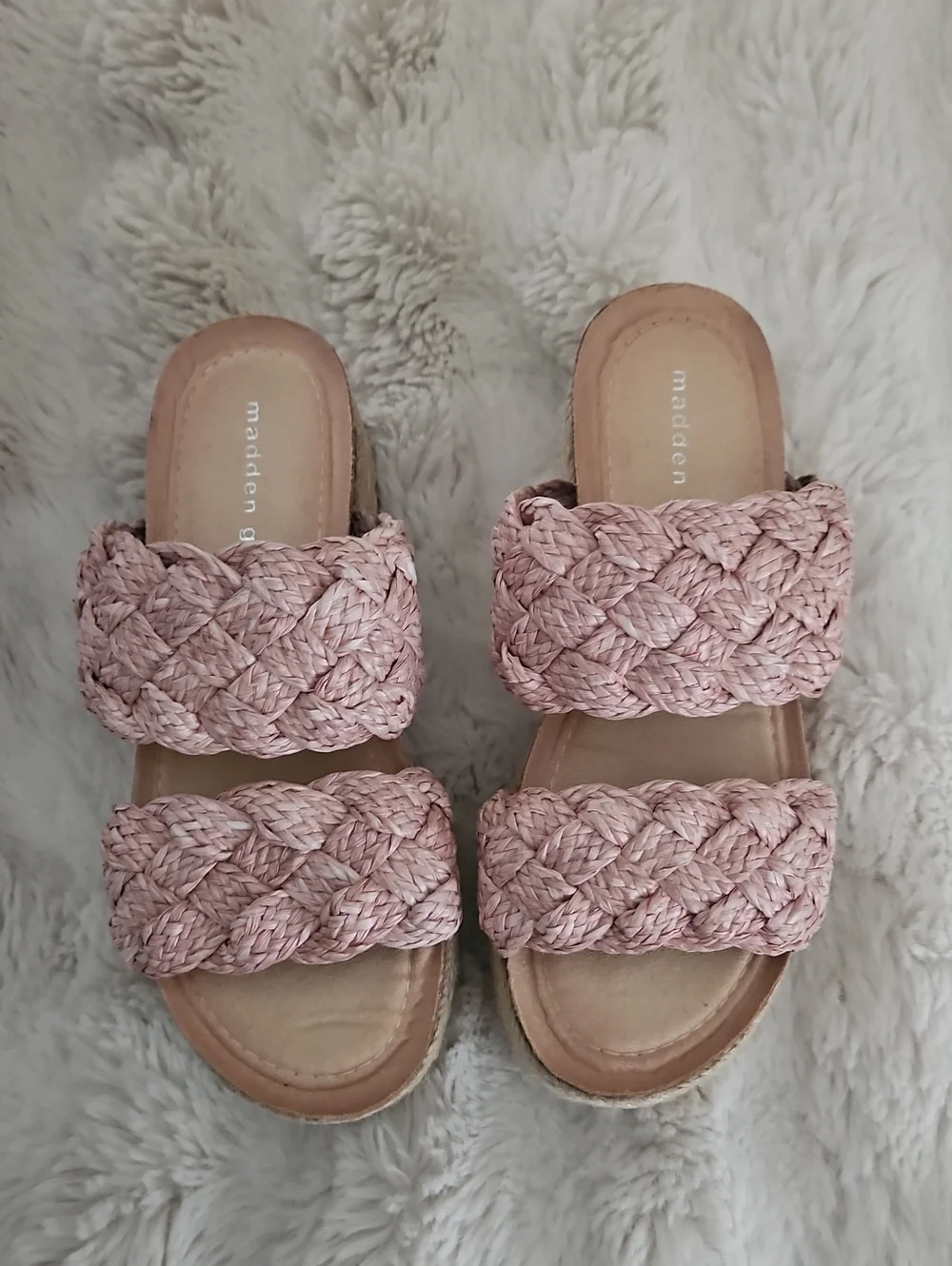 NEW Madden Girl Blush Braided Espadrille Platform Sandals